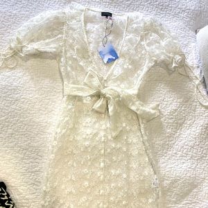 REVOLVE Majorelle Midi Lace White Dress - See through - BRAND NEW